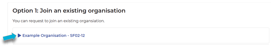 Arrow pointing to the sideway facing arrow and name of the organisation