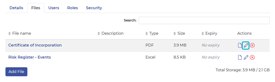 Highlights the pencil icon next to a file