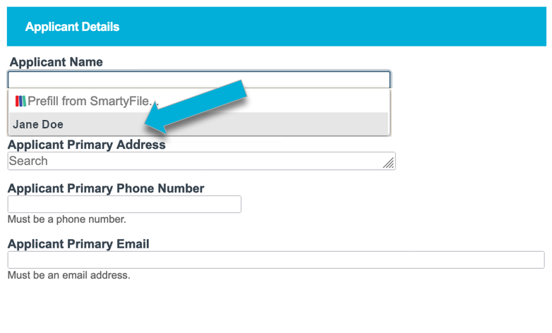 preview of an example form that show the prefill dropdown field